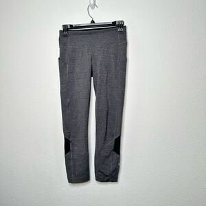 Lululemon Gray Pace Rival Crop 22” Gray Black Tight Pant Speed Run Leggings 4